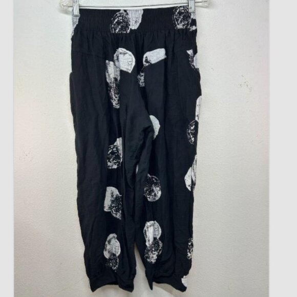My Soul ladies pants small black white Danish lagonlook boho relaxed Art to wear - Picture 3 of 13